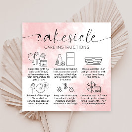  Rosa Waterbrush Cakesicles Bakery Care Guide Fyrkantigt Visitkort