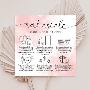  Rosa Waterbrush Cakesicles Bakery Care Guide Fyrkantigt Visitkort
