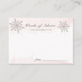 Rosa Watercolo Snöflingor Baby Shower Advice-kort Tilläggskort