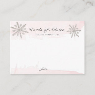 Rosa Watercolo Snöflingor Baby Shower Advice-kort Tilläggskort