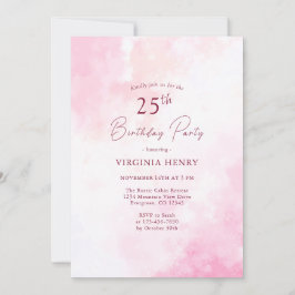 Rosa Watercolor 25:e födelsedagsinbjudan Inbjudningar