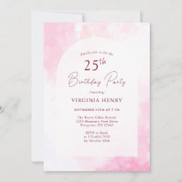 Rosa Watercolor 25:e födelsedagsinbjudan Inbjudningar