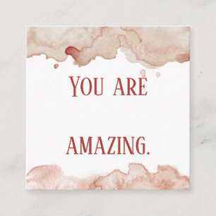 Rosa Watercolor Affirmationskort Fyrkantigt Visitkort