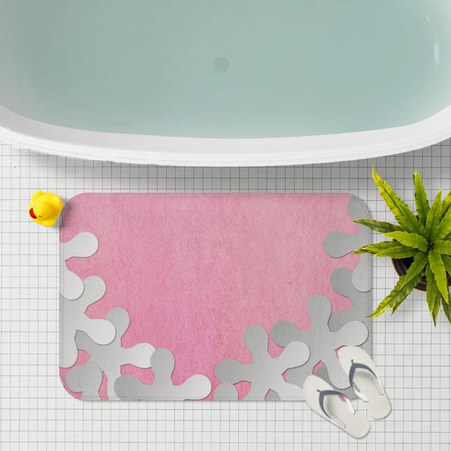 Rosa Watercolor and White Flowers Badrumsmatta (Skapare uppladdad)