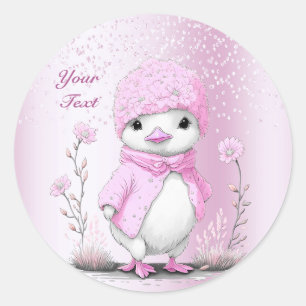 Rosa Watercolor Anka Sticker Runt Klistermärke