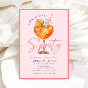 Rosa Watercolor Aperol Spritz Möhippa Inbjudningar