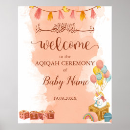 Rosa Watercolor Aqiqah Aqeeqah Poster Sign