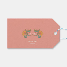 Rosa Watercolor Art nouveau Bröllop Presentetikett