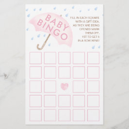 Rosa Watercolor Baby Bingo-spelkort