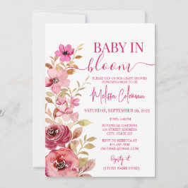 Rosa Watercolor Baby in Bloom Baby Shower Inbjudningar