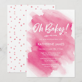 Rosa Watercolor Baby Shower-inbjudan Inbjudningar