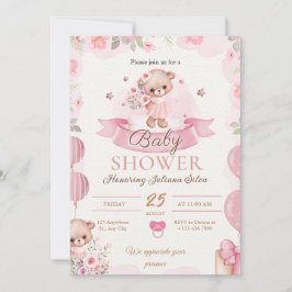 Rosa Watercolor Baby Shower Inbjudningar