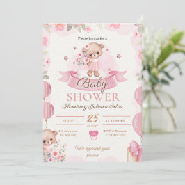Rosa Watercolor Baby Shower Inbjudningar