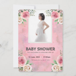 Rosa Watercolor Baby Shower Inbjudningar
