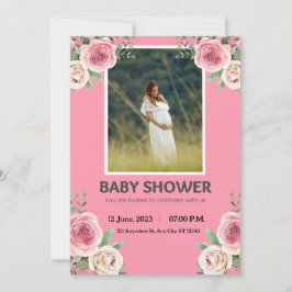 Rosa Watercolor Baby Shower Inbjudningar