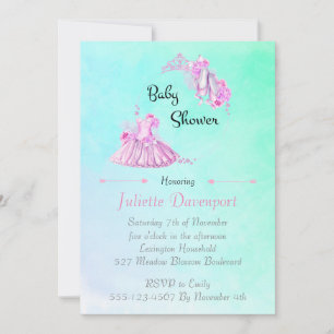 Rosa Watercolor Ballet Princess Baby Shower Inbjudningar