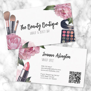 Rosa Watercolor Beauty Makeup Artist Visitkort