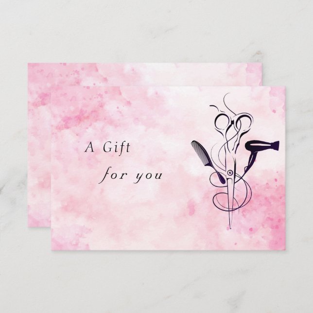 Rosa Watercolor Beauty Salon-presentkort (Fram/baksida)