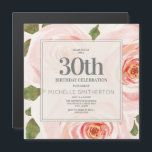 Rosa Watercolor Blommigt 30års födelsedag Magnetisk Inbjudningskort<br><div class="desc">Elegant  rosa vattenfärgsinbjudan till blommigten 30års födelsedag party. Kontakta oss om du behöver hjälp med att anpassa eller matcha produkter.</div>
