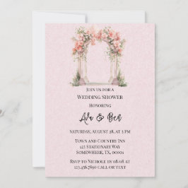 Rosa Watercolor Blommigt Arch Church Möhippa Inbjudningar