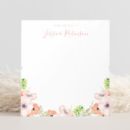 Rosa Watercolor Blommigt Boho Personlig Anteckningsblock