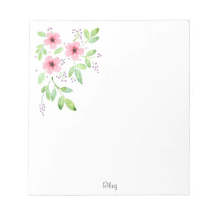 Rosa Watercolor Blommigt Bouquet Anteckningsblock