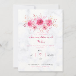 Rosa Watercolor Blommigt Bouquet-bröllopsinbjudan Inbjudningar