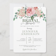 Rosa Watercolor Blommigt Bouquet Möhippa Invit