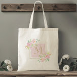 Rosa Watercolor Blommigt Bridesmaid Tygkasse<br><div class="desc">Anpassningsbar-designade monogram till säck med rosa vattenfärgsutformning för blommigt.</div>