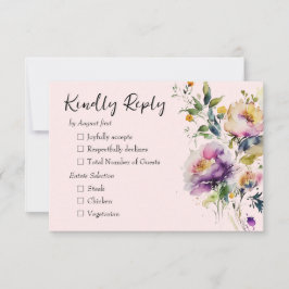 Rosa Watercolor Blommigt Bröllop OSA Kort