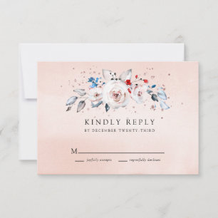  Rosa Watercolor Blommigt Bröllop OSA Kort