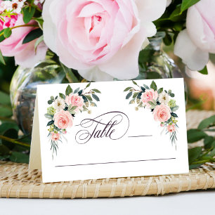  Rosa Watercolor Blommigt Bröllop Placeringskort