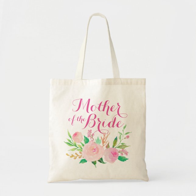 Rosa Watercolor Blommigt "Budens mamma" Tygkasse (Framsidan)