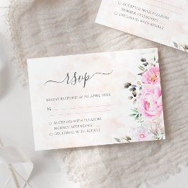 Rosa Watercolor Blommigt Elegant bröllop OSA Kort