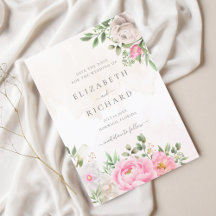 Rosa Watercolor Blommigt Elegant bröllop