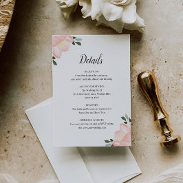 Rosa Watercolor Blommigt Elegant bröllop Tilläggskort