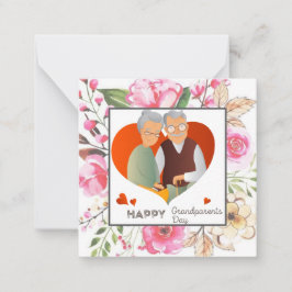 Rosa Watercolor Blommigt Grandparent Day Anteckningskort