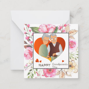 Rosa Watercolor Blommigt Grandparent Day Anteckningskort
