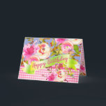 Rosa Watercolor Blommigt Grattis på födelsedagen m Kort<br><div class="desc">Söt inom rosa, kringarbete och grönt. Den här blommigten "Grattis på födelsedagen" med vattenfärg är en bra idé för att hedra dagen då din vän eller familjemedlem fyller år. Med ett budskap om anpassningsbar där man kan ändra sig efter behov, och ett nytt, modernt lantbruk, Fransk land, kommer ni att...</div>