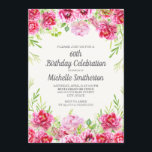Rosa Watercolor Blommigt Greenery 60 Birthday Inbjudningar<br><div class="desc">Blommigt med ljusa rosor och grönt 60 födelsedagsfest inbjudan. Kontakta oss om du behöver hjälp med att anpassa eller matcha produkter.</div>