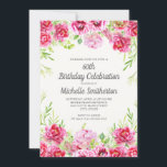 Rosa Watercolor Blommigt Greenery 60 Birthday Inbjudningar<br><div class="desc">Blommigt med ljusa rosor och grönt 60 födelsedagsfest inbjudan. Kontakta oss om du behöver hjälp med att anpassa eller matcha produkter.</div>