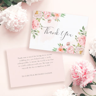  Rosa Watercolor Blommigt Greenery Bröllop Tack Kort
