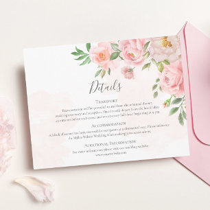 Rosa Watercolor Blommigt Greenery Bröllop Tilläggskort