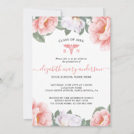 Rosa Watercolor Blommigt Nursing Studenten Inbjuda