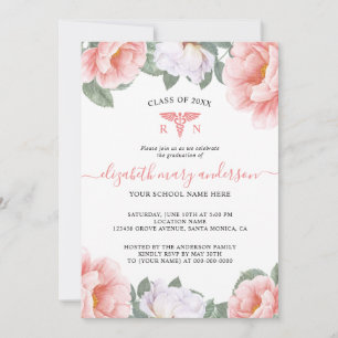 Rosa Watercolor Blommigt Nursing Studenten Inbjuda