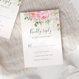 Rosa Watercolor Blommigt Peonies Elegant bröllop OSA Kort