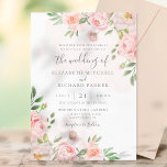 Rosa Watercolor Blommigt Peony Bröllop<br><div class="desc">En bröllopsinbjudan till blommigten i elegant med  vattenfärgspennor i rosa och ro med modern handskriven kalligrafi. Denna vackra utformning är perfekt för vår och sommar-bröllop med ett romantiskt tema eller vintage.</div>