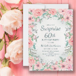 Rosa Watercolor Blommigt Ro Pearls 60:e födelsedag<br><div class="desc">Överraskande inbjudningar till 60:e födelsedagsfestens anpassningsbar designade med elegantens  blommigt för vattenfärg,  grönsak och pärlor. Text är fullt anpassade,  så utforma dessa inbjudningar för alla i alla åldrar.</div>