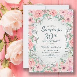 Rosa Watercolor Blommigt Ro Pearls 80:e födelsedag