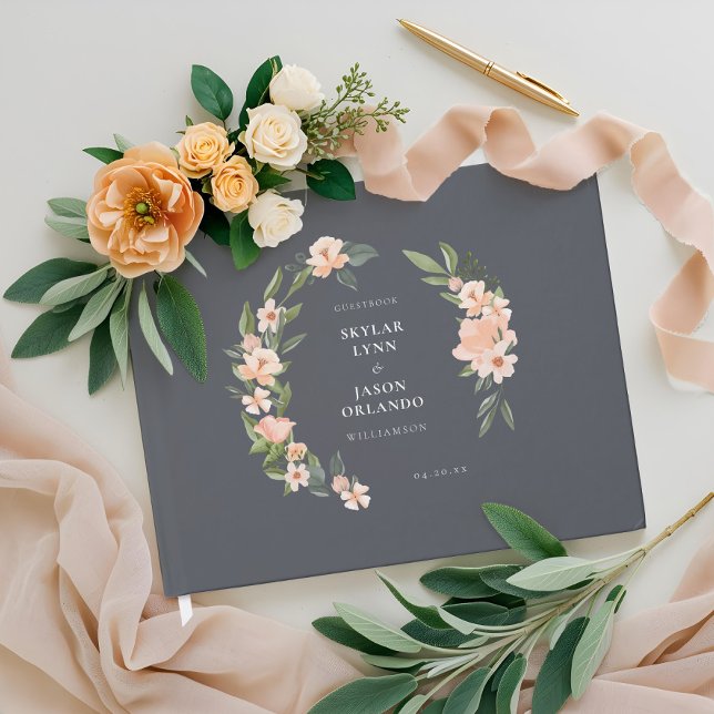  Rosa Watercolor Blommigt Ro & Sage Greenery Gästböcker (Blush Pink Watercolor Floral Rose & Sage Greenery Guest Book)